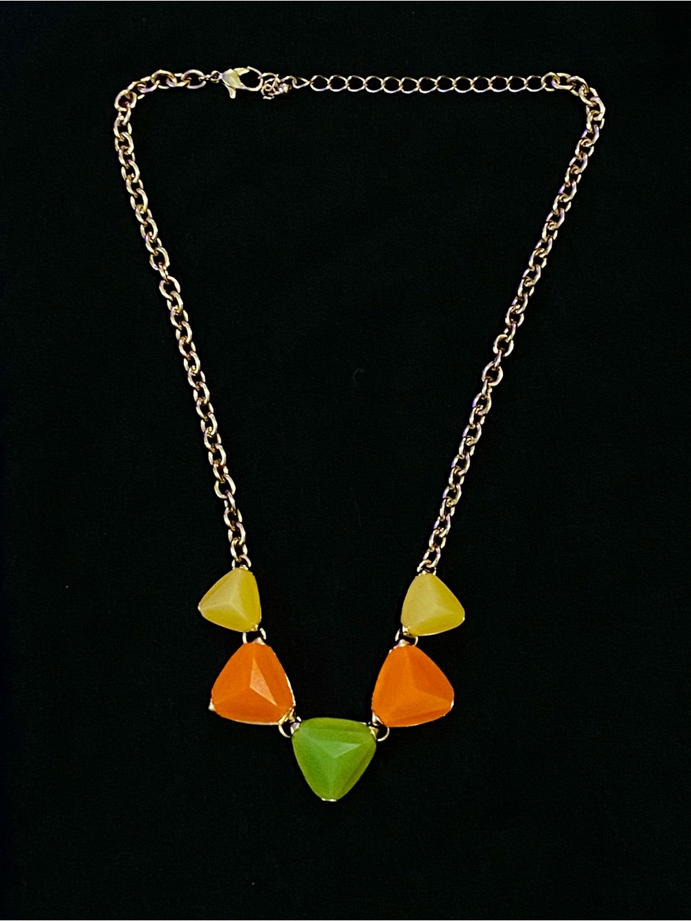 Lemon | Orange | Lime Faceted Triangle Gold-Tone Statement Necklace